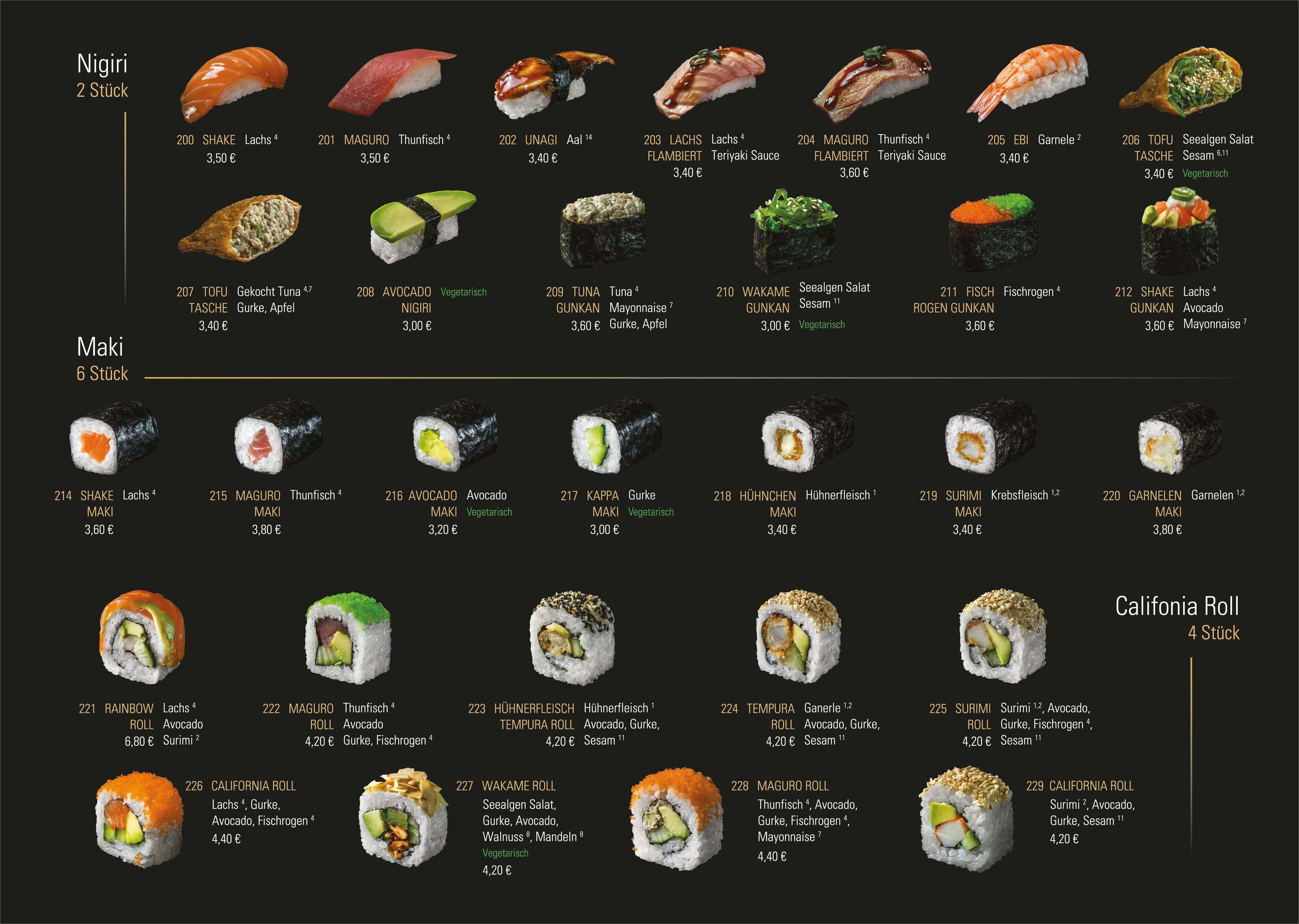 Speisekarte mit Sushi (Seite 1)